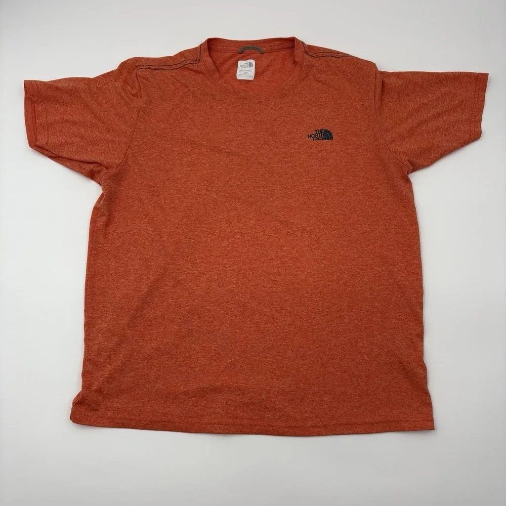 The North Face Men M Orange Polyester Performance Crew Neck Short Sleeve T-Shirt